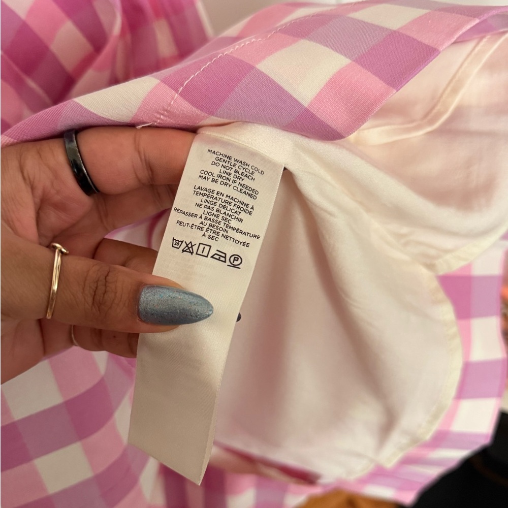 Pink Gingham Strapless Dress - Picture 6 of 7